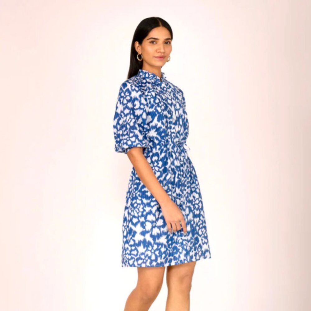 Banjanan Benita Dress in Ikat Floral Bluing